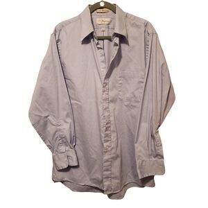 CC Hughes Mens Sz 16.5 Blue  Solid Long Sleeve Dress Shirt